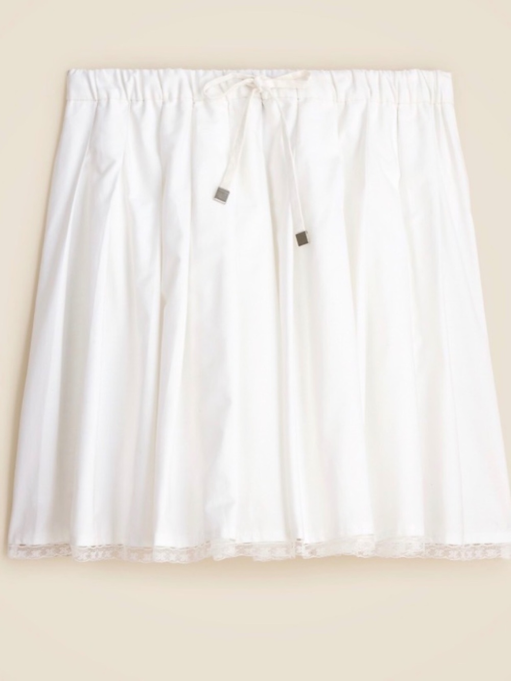 J. CREW Pleated tie-waist mini skirt in white, Size XS, NWOT